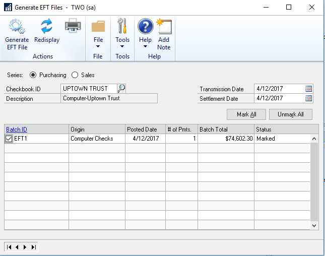 Setting up EFT for Payables Management in Dynamics GP 2013 and Later ...